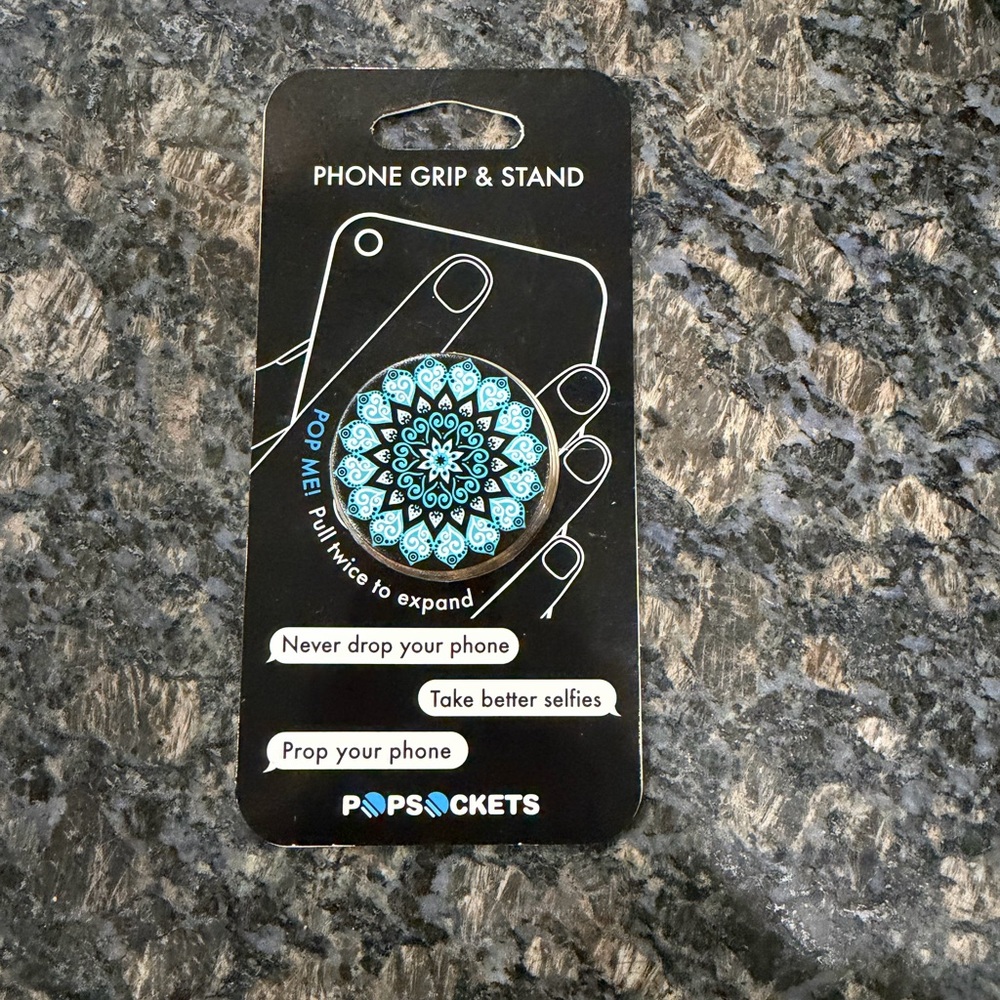 Pop Phone Grip & Stand - Blue Mandala Design